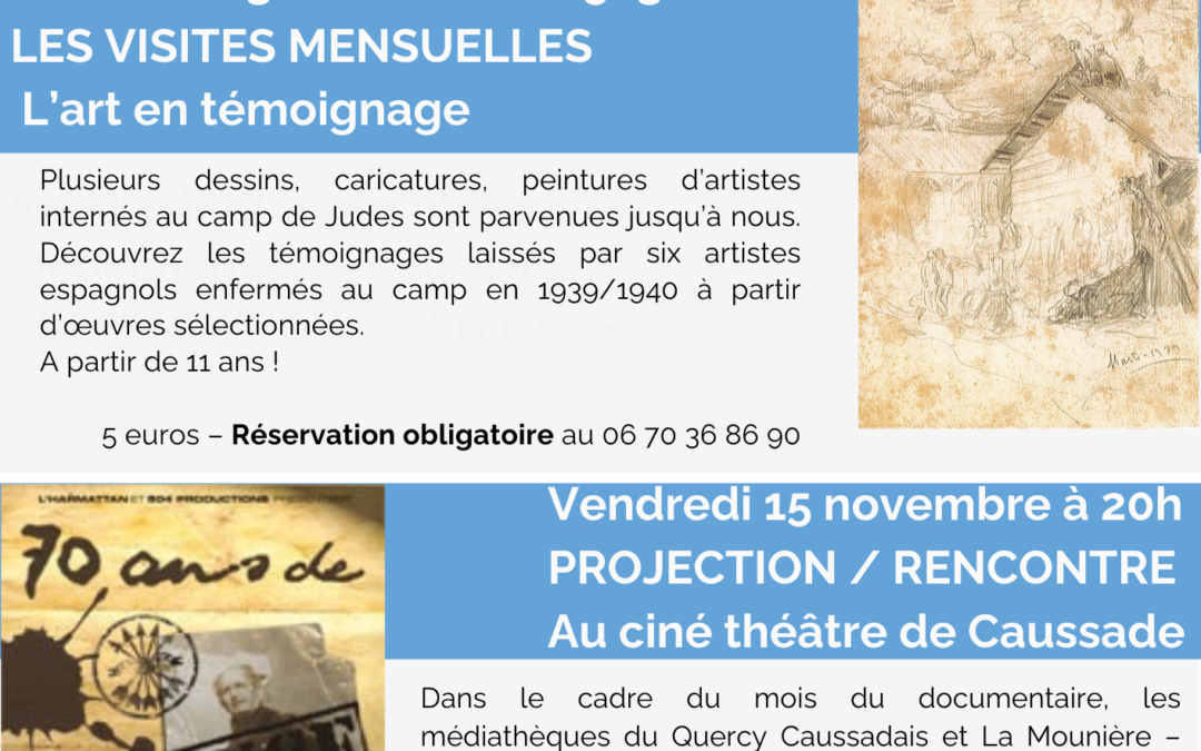 Le programme de novembre et décembre à La Mounière