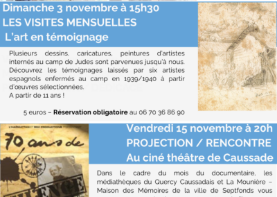 Le programme de novembre et décembre à La Mounière